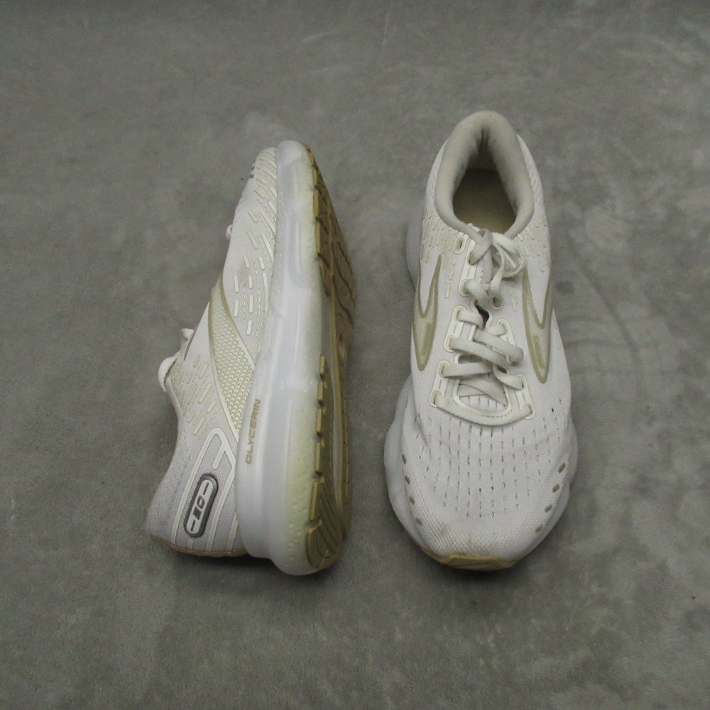 Brooks Women 9.5 B Running Shoes White Glycerin 20 Cushioned Sneaker Lightweight